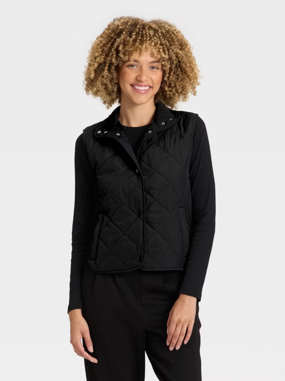 A New Day Quilted Snap-Front Vest size small